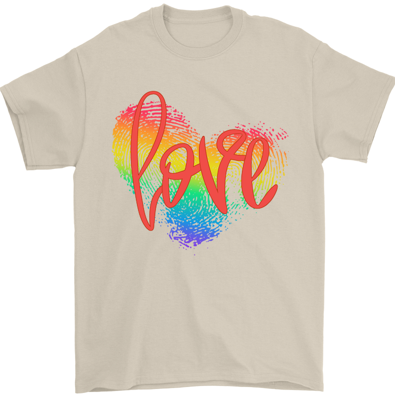 LGBT Love Gay Pride Day Awareness Mens T-Shirt Cotton Gildan Sand