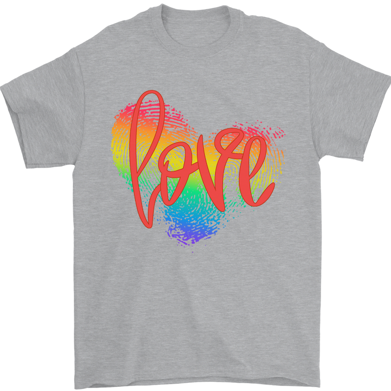 LGBT Love Gay Pride Day Awareness Mens T-Shirt Cotton Gildan Sports Grey