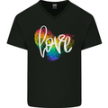 LGBT Love Gay Pride Day Awareness Mens V-Neck Cotton T-Shirt Black