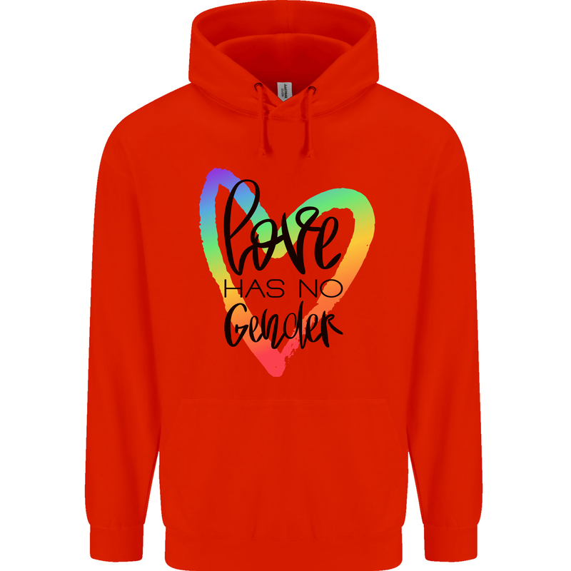 LGBT Love Has No Gender Gay Pride Day Childrens Kids Hoodie Bright Red