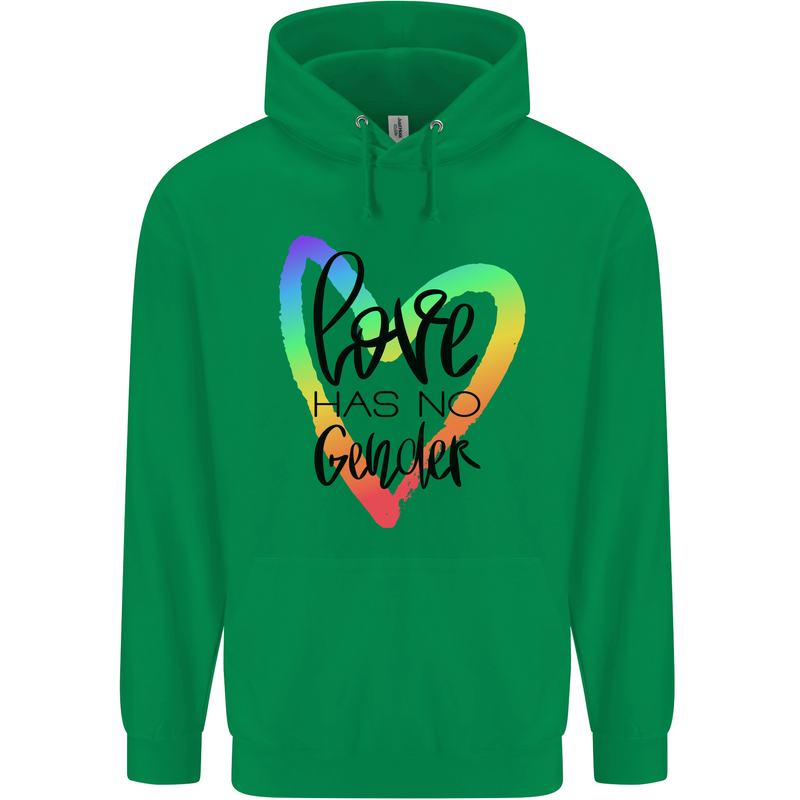 LGBT Love Has No Gender Gay Pride Day Childrens Kids Hoodie Irish Green