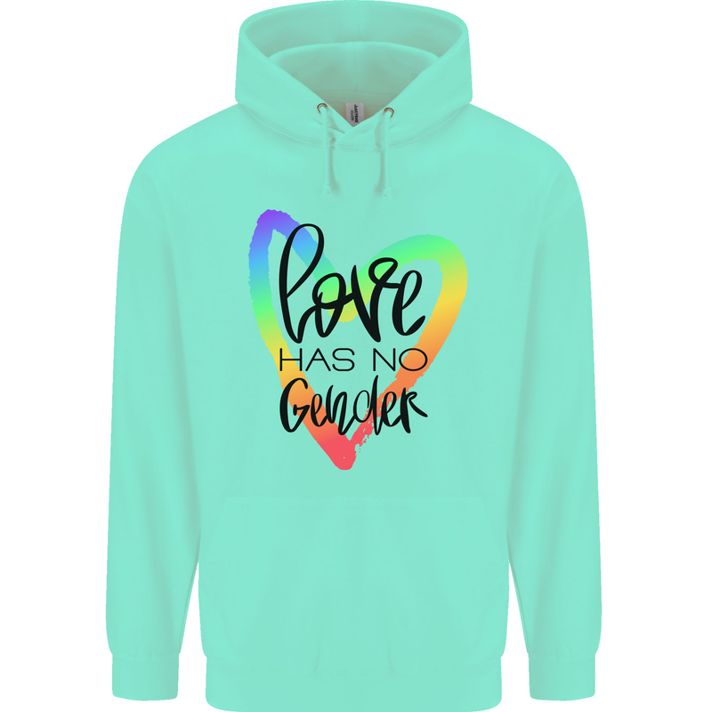 LGBT Love Has No Gender Gay Pride Day Childrens Kids Hoodie Peppermint
