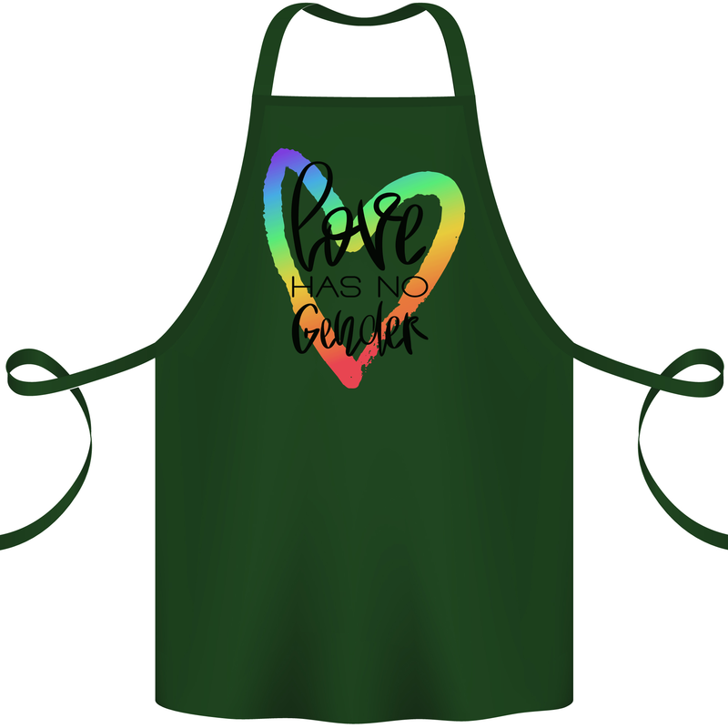 LGBT Love Has No Gender Gay Pride Day Cotton Apron 100% Organic Forest Green