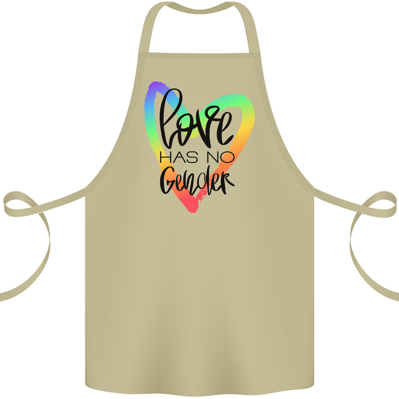 LGBT Love Has No Gender Gay Pride Day Cotton Apron 100% Organic Khaki