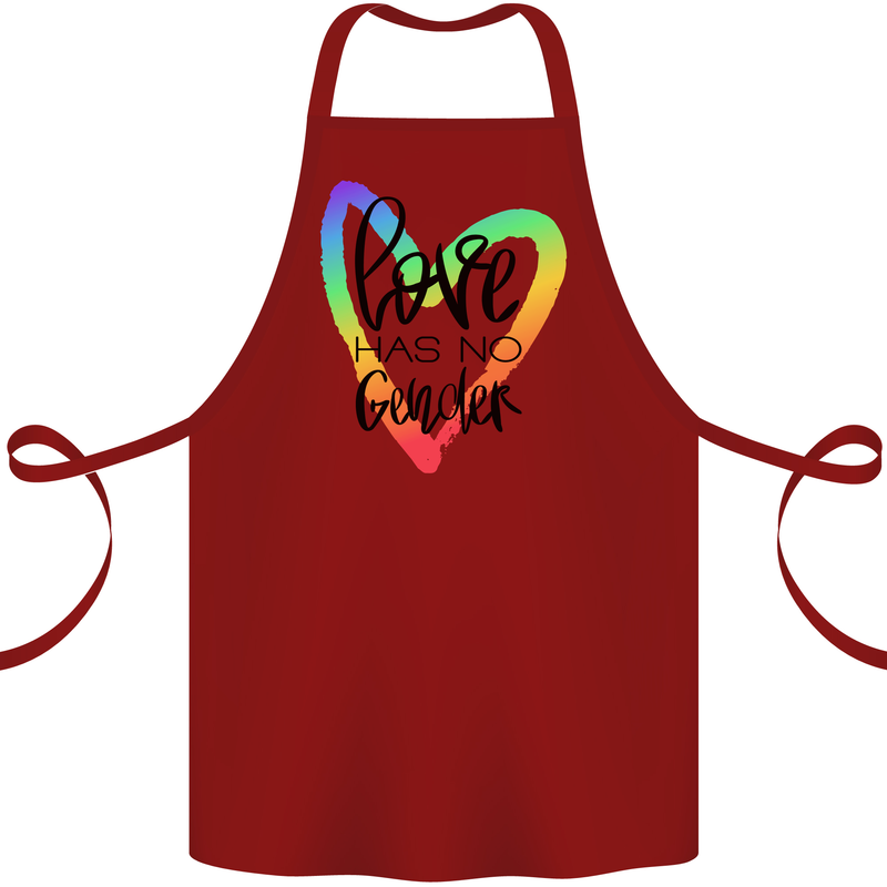 LGBT Love Has No Gender Gay Pride Day Cotton Apron 100% Organic Maroon