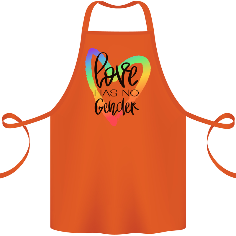 LGBT Love Has No Gender Gay Pride Day Cotton Apron 100% Organic Orange