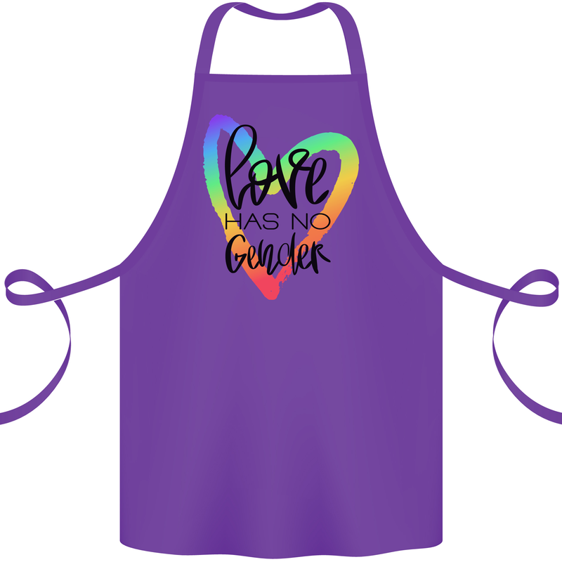 LGBT Love Has No Gender Gay Pride Day Cotton Apron 100% Organic Purple
