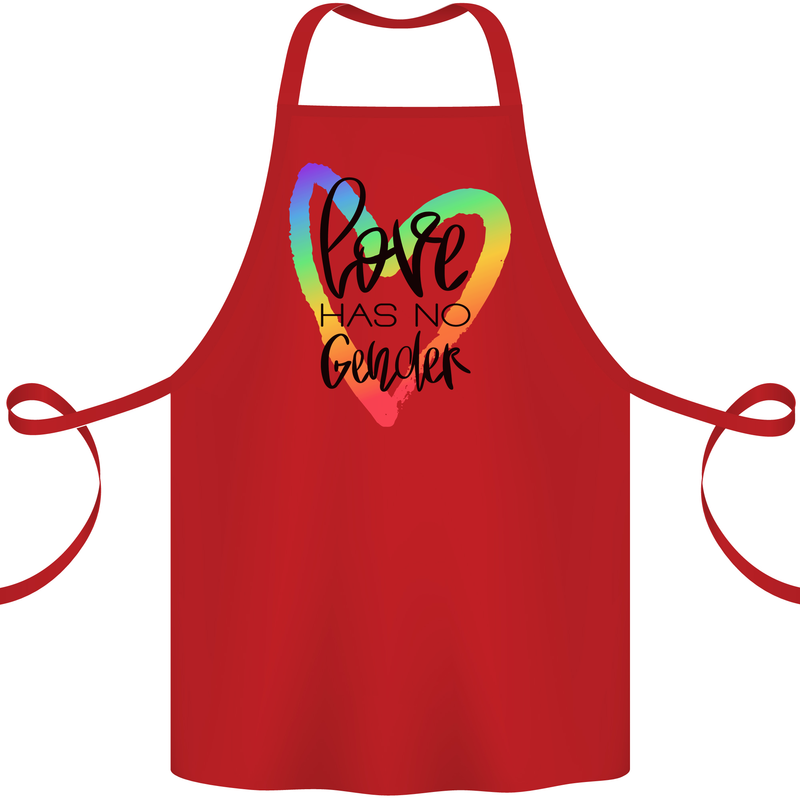 LGBT Love Has No Gender Gay Pride Day Cotton Apron 100% Organic Red
