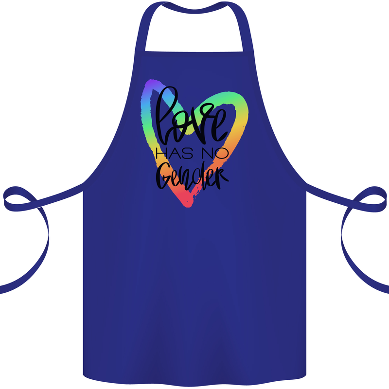 LGBT Love Has No Gender Gay Pride Day Cotton Apron 100% Organic Royal Blue