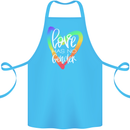 LGBT Love Has No Gender Gay Pride Day Cotton Apron 100% Organic Turquoise