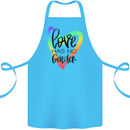LGBT Love Has No Gender Gay Pride Day Cotton Apron 100% Organic Turquoise