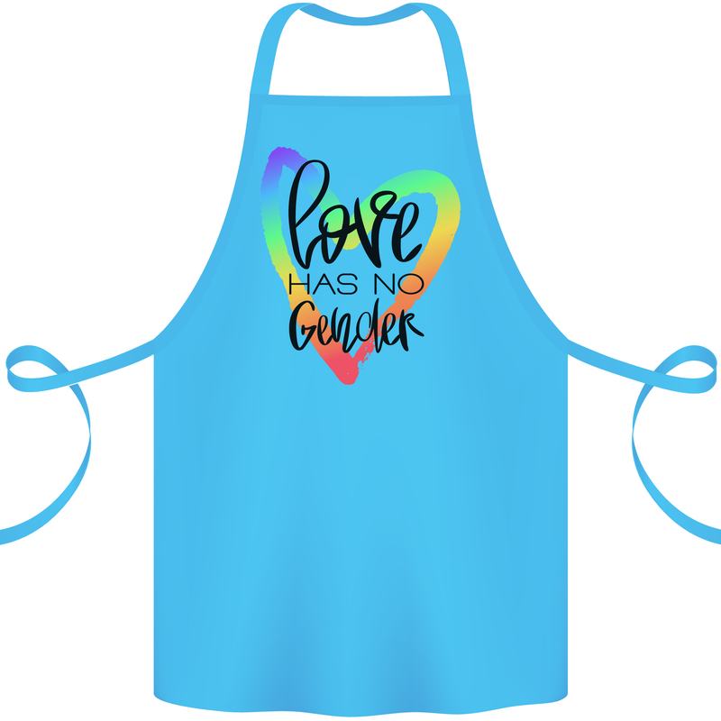 LGBT Love Has No Gender Gay Pride Day Cotton Apron 100% Organic Turquoise