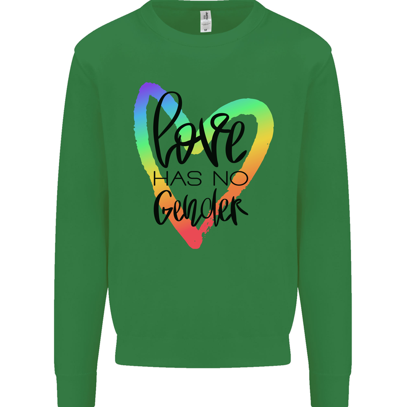 LGBT Love Has No Gender Gay Pride Day Kids Sweatshirt Jumper Irish Green
