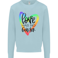 LGBT Love Has No Gender Gay Pride Day Kids Sweatshirt Jumper Light Blue