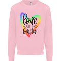 LGBT Love Has No Gender Gay Pride Day Kids Sweatshirt Jumper Light Pink