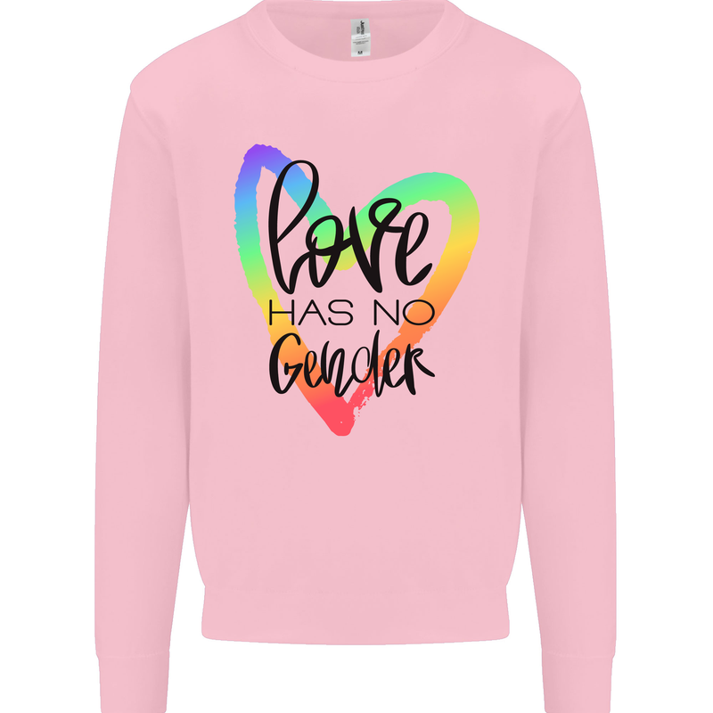 LGBT Love Has No Gender Gay Pride Day Kids Sweatshirt Jumper Light Pink
