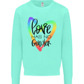 LGBT Love Has No Gender Gay Pride Day Kids Sweatshirt Jumper Peppermint
