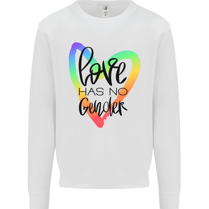 LGBT Love Has No Gender Gay Pride Day Kids Sweatshirt Jumper White