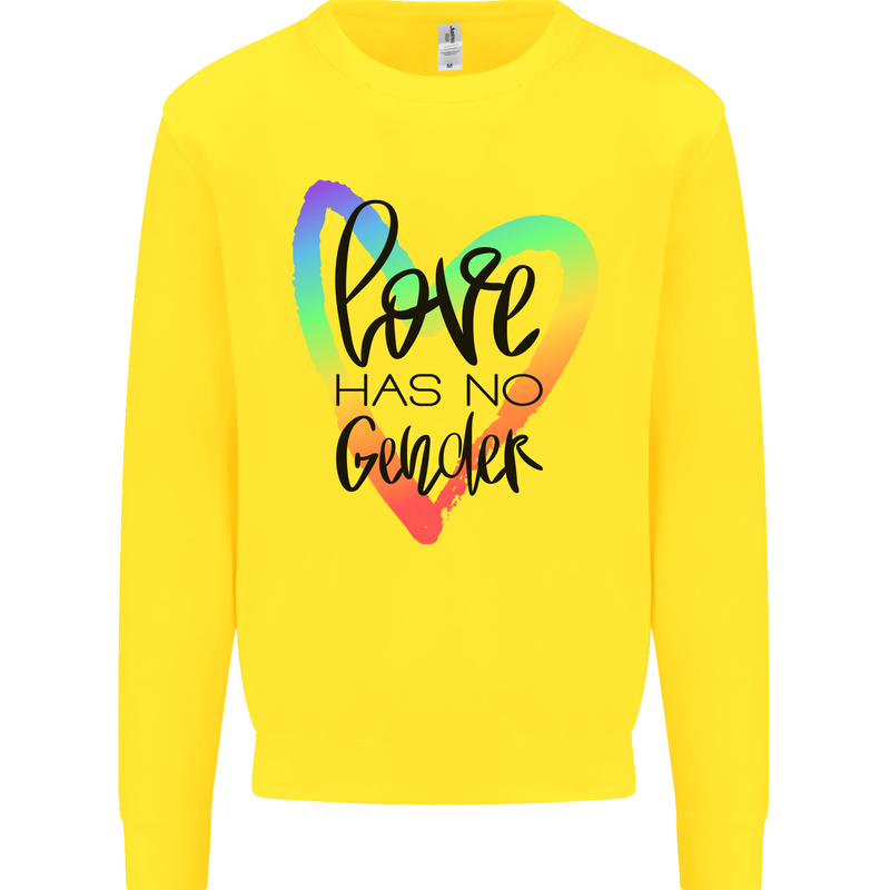 LGBT Love Has No Gender Gay Pride Day Kids Sweatshirt Jumper Yellow