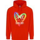 LGBT Love Has No Gender Gay Pride Day Mens 80% Cotton Hoodie Bright Red