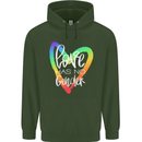 LGBT Love Has No Gender Gay Pride Day Mens 80% Cotton Hoodie Forest Green