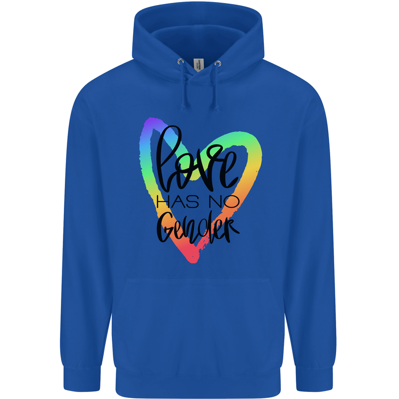 LGBT Love Has No Gender Gay Pride Day Mens 80% Cotton Hoodie Royal Blue