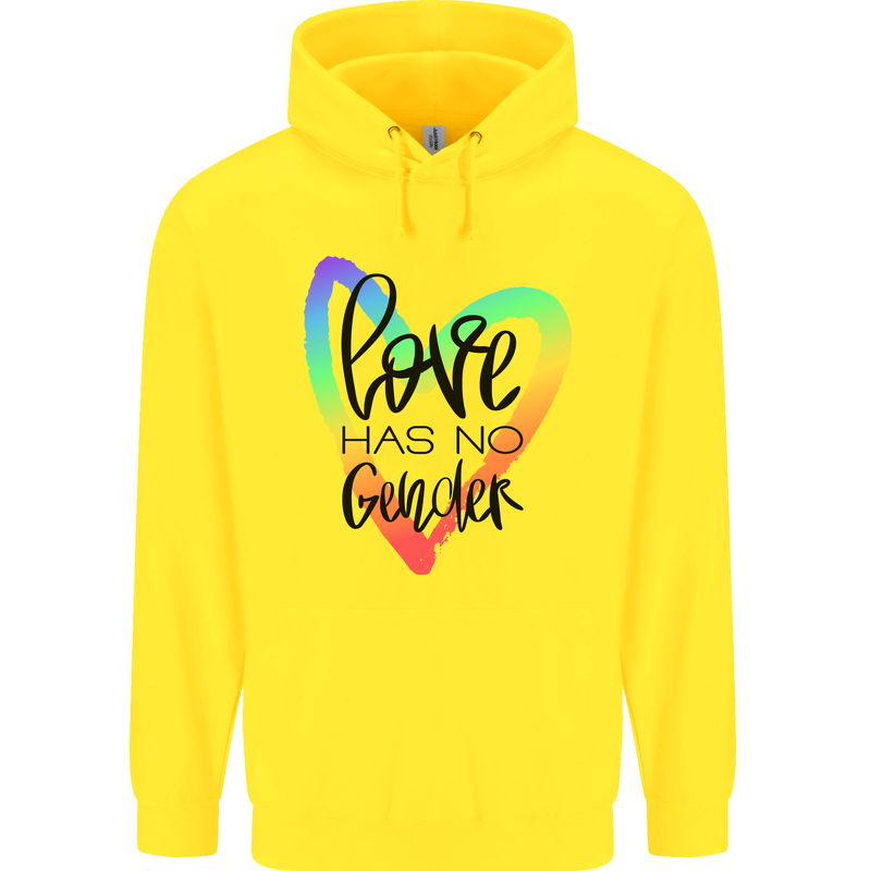 LGBT Love Has No Gender Gay Pride Day Mens 80% Cotton Hoodie Yellow