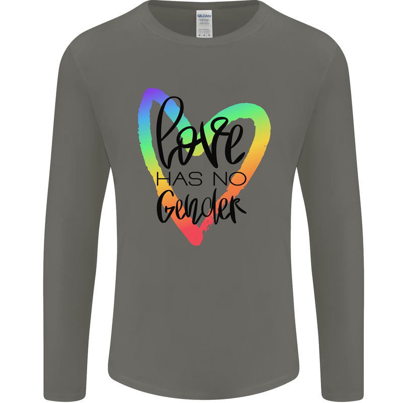 LGBT Love Has No Gender Gay Pride Day Mens Long Sleeve T-Shirt Charcoal