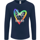 LGBT Love Has No Gender Gay Pride Day Mens Long Sleeve T-Shirt Navy Blue