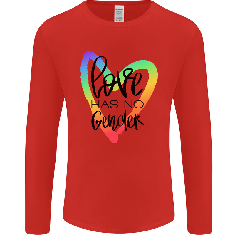 LGBT Love Has No Gender Gay Pride Day Mens Long Sleeve T-Shirt Red