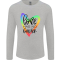 LGBT Love Has No Gender Gay Pride Day Mens Long Sleeve T-Shirt Sports Grey