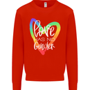 LGBT Love Has No Gender Gay Pride Day Mens Sweatshirt Jumper Bright Red