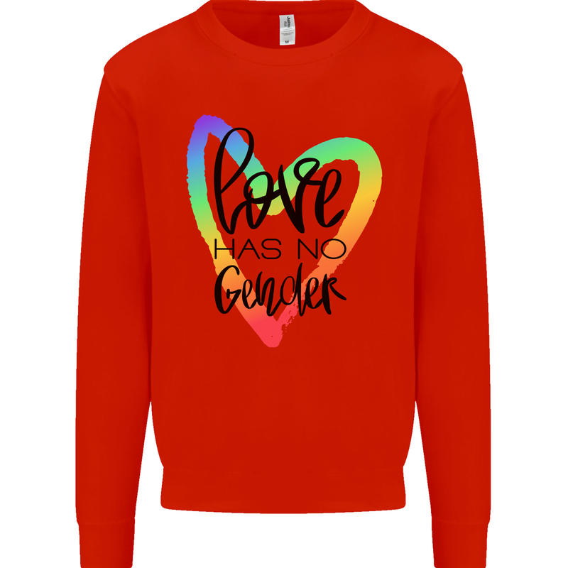 LGBT Love Has No Gender Gay Pride Day Mens Sweatshirt Jumper Bright Red