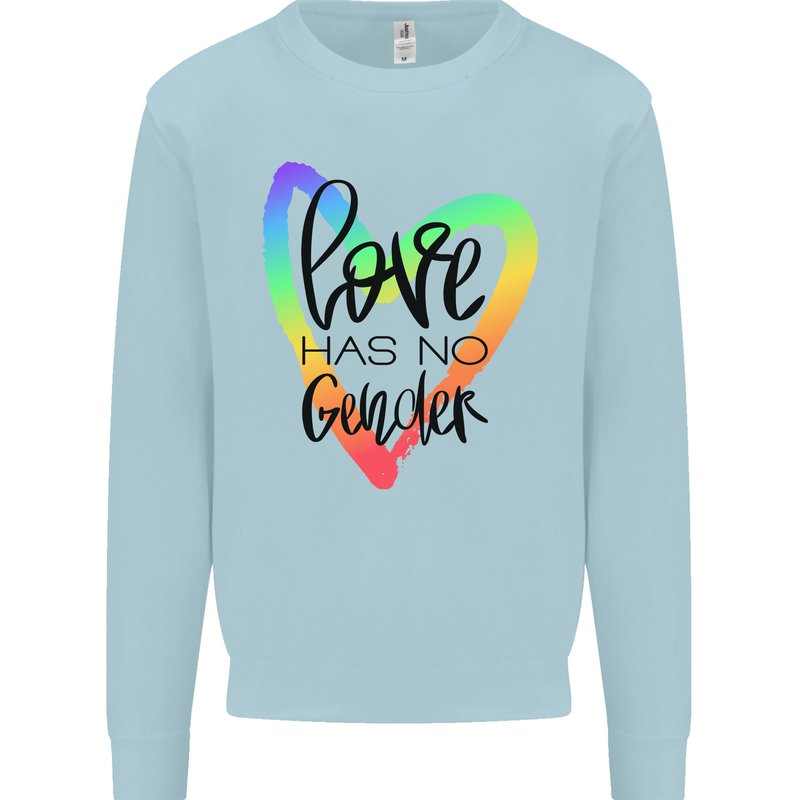 LGBT Love Has No Gender Gay Pride Day Mens Sweatshirt Jumper Light Blue