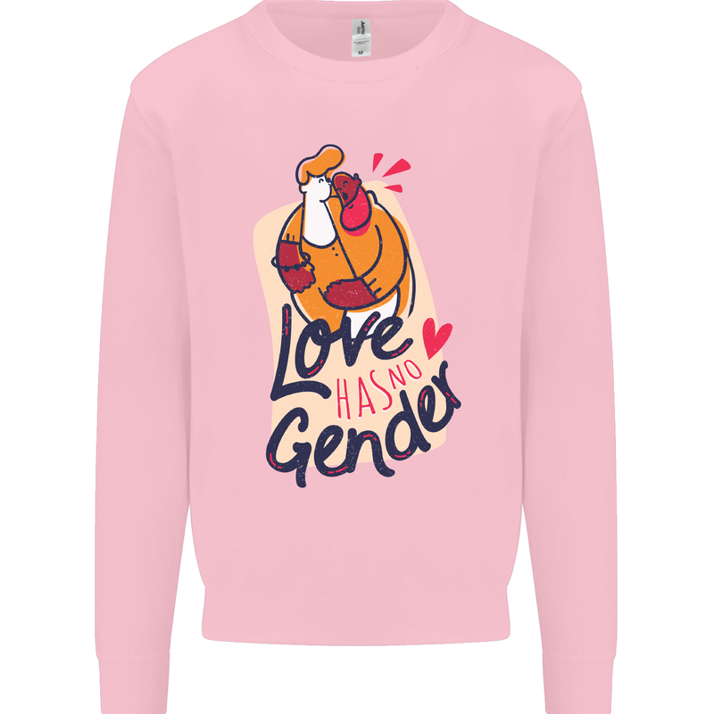 LGBT Love Has No Gender Gay Pride Day Mens Sweatshirt Jumper Light Pink