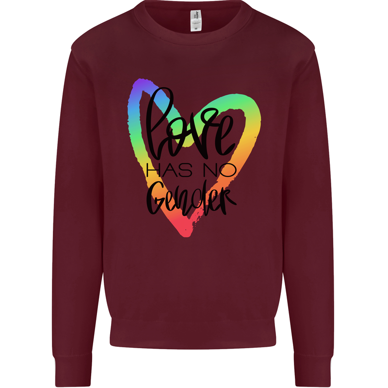 LGBT Love Has No Gender Gay Pride Day Mens Sweatshirt Jumper Maroon