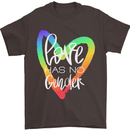 LGBT Love Has No Gender Gay Pride Day Mens T-Shirt Cotton Gildan Dark Chocolate