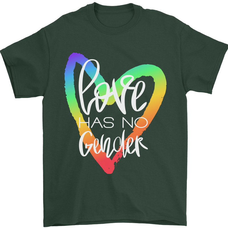 LGBT Love Has No Gender Gay Pride Day Mens T-Shirt Cotton Gildan Forest Green