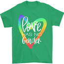 LGBT Love Has No Gender Gay Pride Day Mens T-Shirt Cotton Gildan Irish Green