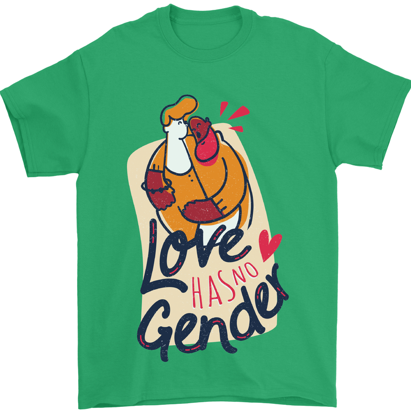LGBT Love Has No Gender Gay Pride Day Mens T-Shirt Cotton Gildan Irish Green