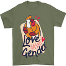 LGBT Love Has No Gender Gay Pride Day Mens T-Shirt Cotton Gildan Military Green