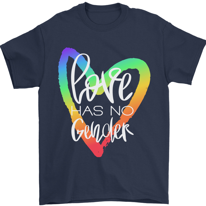 LGBT Love Has No Gender Gay Pride Day Mens T-Shirt Cotton Gildan Navy Blue