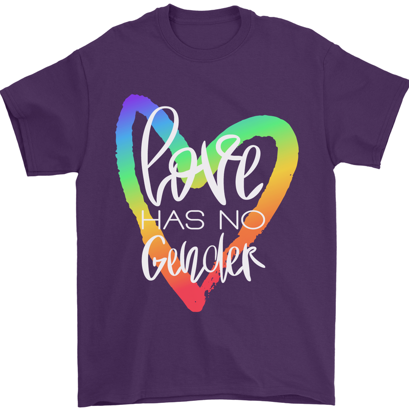 LGBT Love Has No Gender Gay Pride Day Mens T-Shirt Cotton Gildan Purple