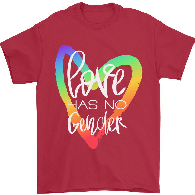 LGBT Love Has No Gender Gay Pride Day Mens T-Shirt Cotton Gildan Red