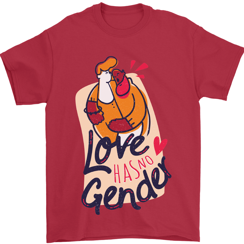 LGBT Love Has No Gender Gay Pride Day Mens T-Shirt Cotton Gildan Red