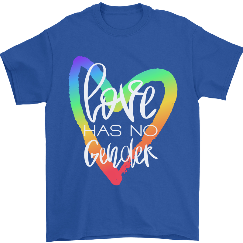 LGBT Love Has No Gender Gay Pride Day Mens T-Shirt Cotton Gildan Royal Blue