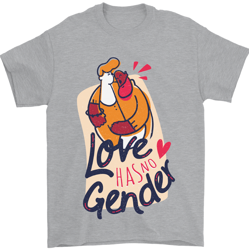 LGBT Love Has No Gender Gay Pride Day Mens T-Shirt Cotton Gildan Sports Grey