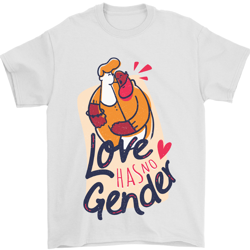 LGBT Love Has No Gender Gay Pride Day Mens T-Shirt Cotton Gildan White