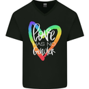 LGBT Love Has No Gender Gay Pride Day Mens V-Neck Cotton T-Shirt Black