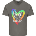 LGBT Love Has No Gender Gay Pride Day Mens V-Neck Cotton T-Shirt Charcoal